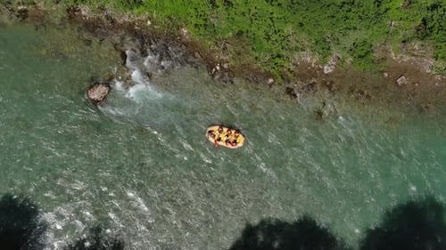 Rafting Boat on Summer Mountain River