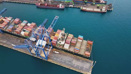 Loading and unloading operations in container cargo terminal