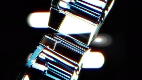 Glow Camera Effect on Glass Gear Mechanism Rotate Endless