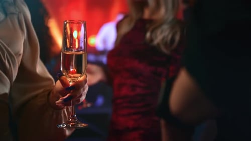 Close Up Champagne Celebration at Nightclub