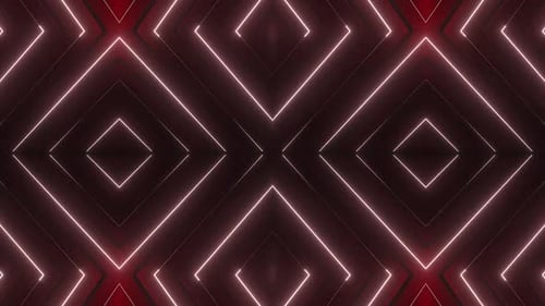 Hypnotische Neonlichter erzeugen ein dynamisches geometrisches Muster in tiefem Rot
