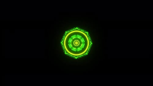 Green visualization with musical rhythms VJ loop 3D render. Visual images for disco, nightclub