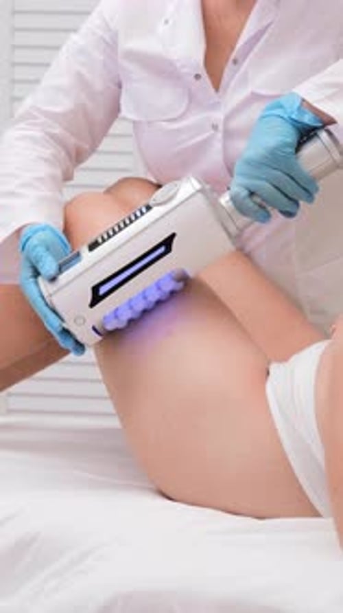 Deep Cellulite Reduction Massage Professional Endosphere Therapy Session Close Up View of Therapist