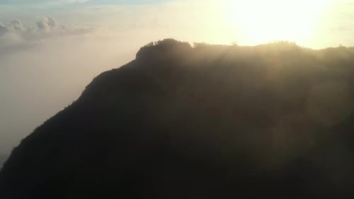 Aerial video of the Kolau Mountain Range on the island of Oahu in Hawaii