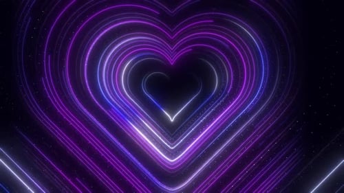 Neon Hearts Tunnel Loop Background