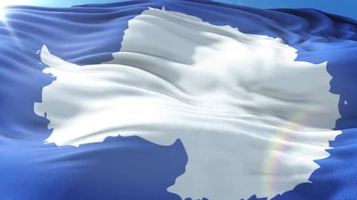 Zoom In Realistic Flag Of Antarctica 4K