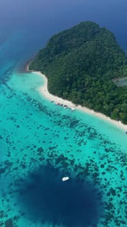 Beach, corals and sea on tropical in Thailand