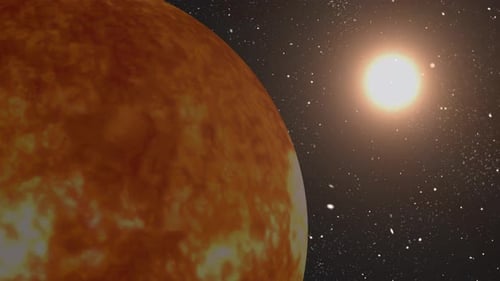 Day Night Space of Sunrise Over Planet Sun, The Sun Illuminating Sun planet Surface. 1587