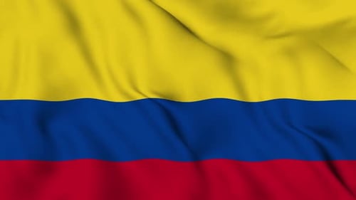 Seamless Loop of Colombia Flag Waving in Realistic Fabric