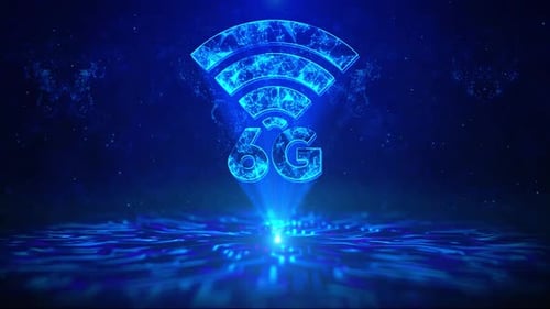 6G Text with HUD Circle Rotation Digital Technology Interface Sci Fi Hologram Cyberspace