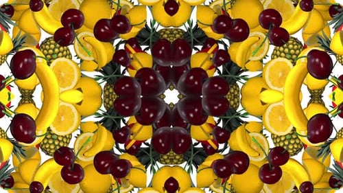 Vibrant Fruit Kaleidoscope Loop Background Animation