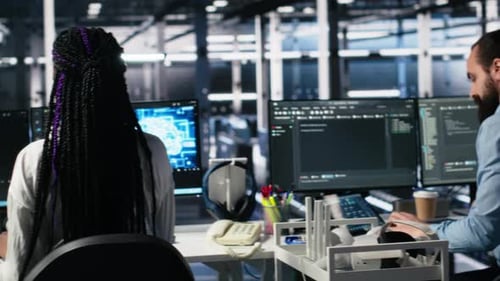 Data Center Engineer Using Machine Learning Algorithms on Green Screen PC