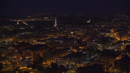 Washington, D.C. Circa-2017, Aerial View of City with Washington Monument in Distance