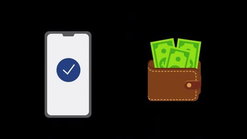Digital Money Transfer to Wallet Flat Animation
