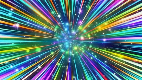 Vibrant Rainbow Light Rays Fast Motion Space Background