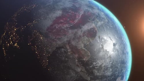 Chinese virus infection whit Coronavirus COVID-19. Pandemic infection. Virus quarantine. 4K 3D Earth