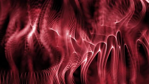 Abstract Red Particle Flowing Wave Background