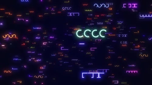 Abstract Digital Pattern Loop Animation, Digital Shape Rotating And Flying Animation. Abstract Digit