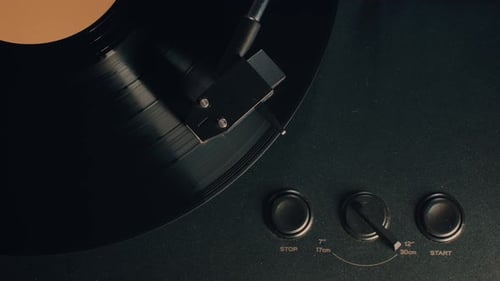 Vintage Record Player Spinning Vinyl Music Disc