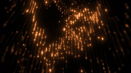 Golden particles lines background