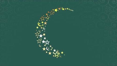 Animated Golden Crescent Moon and Stars for Islamic Celebrations