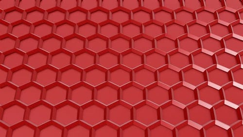 Red Glossy Hexagon Grid Loop Animation Technology Background