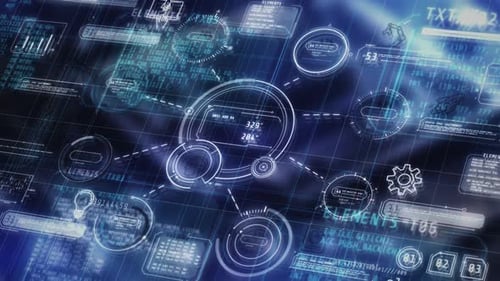 Futuristic HUD Data Interface with Animated UI Elements