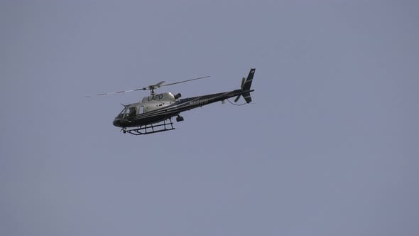 LAPD Helicopter Flying in Urban Area, Buildings Stock Footage ft. usa