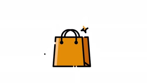 Sparkling Shopping Bag Line Icon Animation