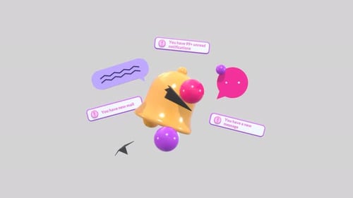 Animated 3D Bell with Social Media Notification Icons