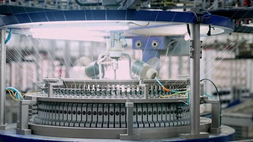 Modern Circular Knitting Machine in Textile Factory