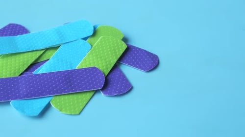Colorful Medical Bandages Close Up
