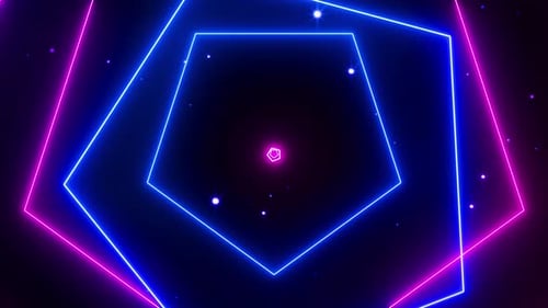 Animated Neon Geometric Pentagon Tunnel Loop Background
