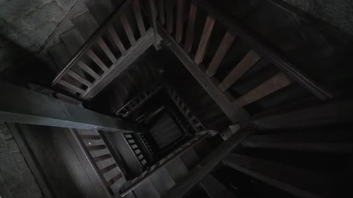 Look down of square staircase - slow motion