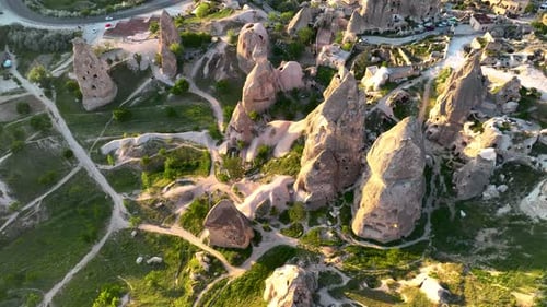 Awesome Aerial View of Uchisar 4 K Turkey Cappadocia