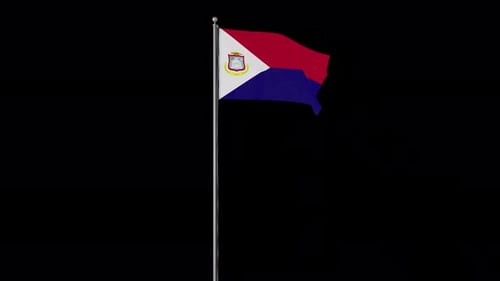 Saint Martin Flag on Pole Alpha Channel