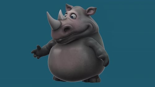 Fun 3D cartoon rhino talking (with alpha channel included)
