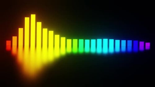 El ecualizador dinámico y colorido del espectro de audio emite pulsos con una luz vibrante