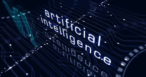 Artificial intelligence technology AI symbols loop cyber concept