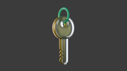 Metal keys hanging on green ring