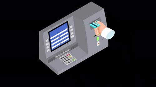 Atm Usage Animation On Alpha Channel 4K