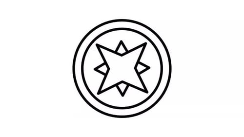 Minimalist Animated Compass Rose Icon Line Art Loop