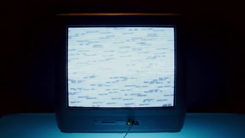 Retro Television With Static Screen and Blue Light