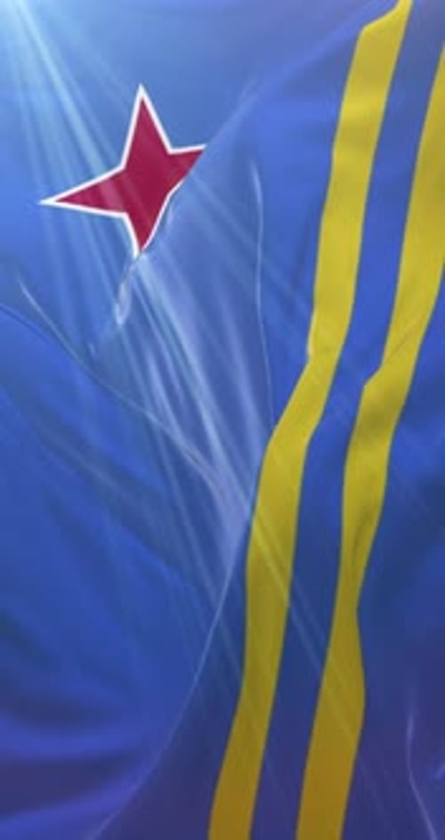 Aruba Flag Waving with Dynamic Light Rays