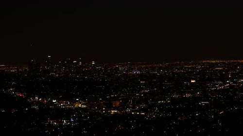 Downtown Los Angeles at night with traffic in California USA shot in 4k high resolution