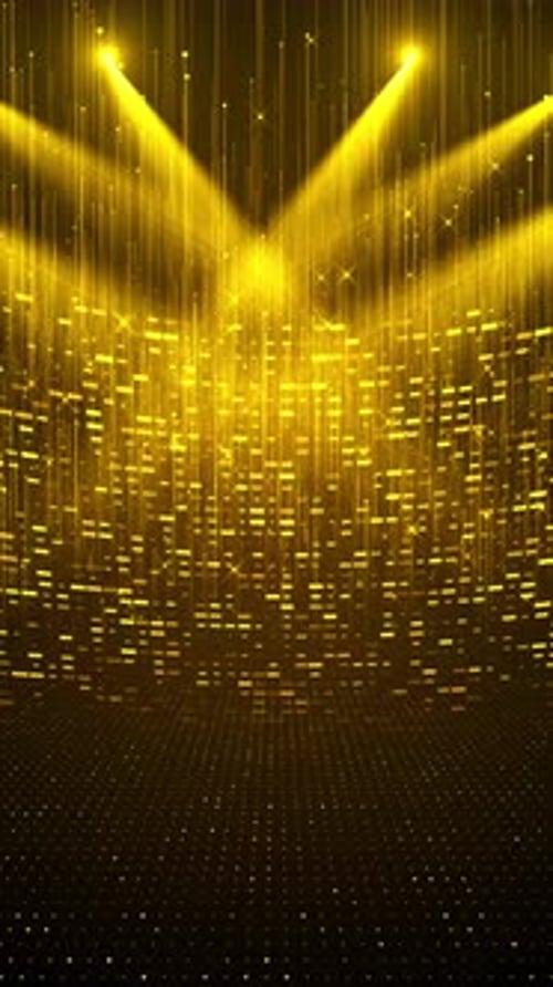 Dynamic Golden Light Rays and Abstract Particle Grid Background
