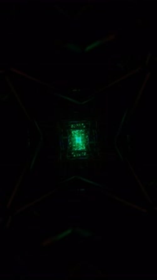 Vidéo verticale d'un affichage lumineux géométrique abstrait avec un mouvement fluide