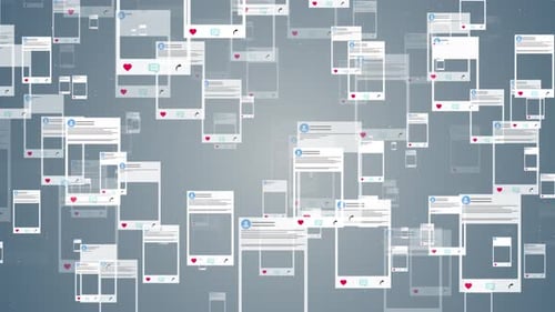 Floating Social Media Post Interfaces Network Background