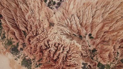Aerial Top Down View of Sand Dune Erosion Patterns