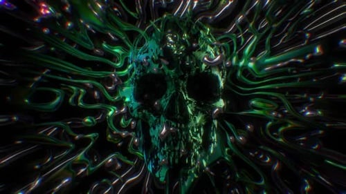 Fluid Abstract Green Skull Loop Background Animation